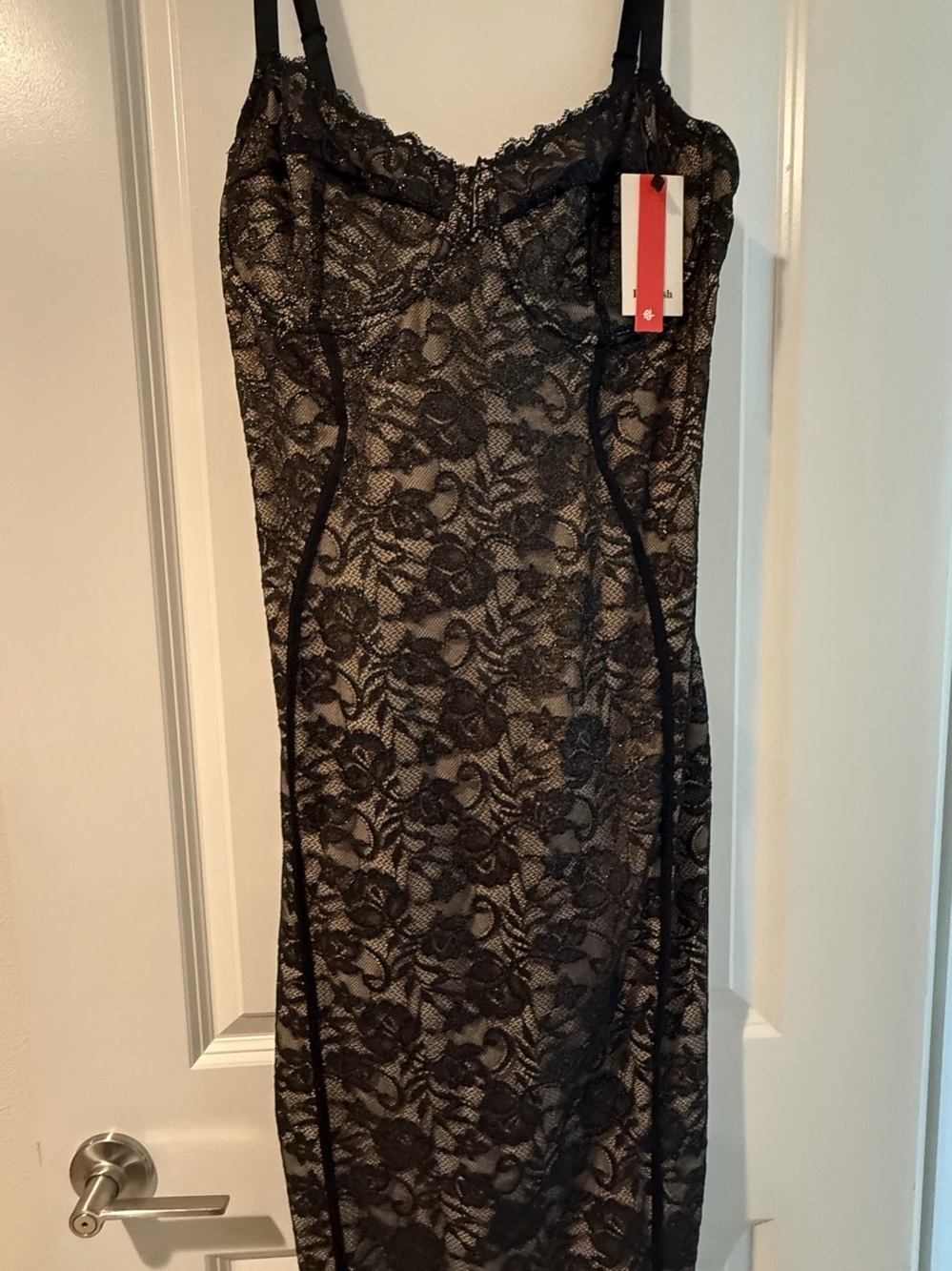 Popilush Shapewear All-Lace Hourglass Corset Side Slit Midi Dress size XL NWT